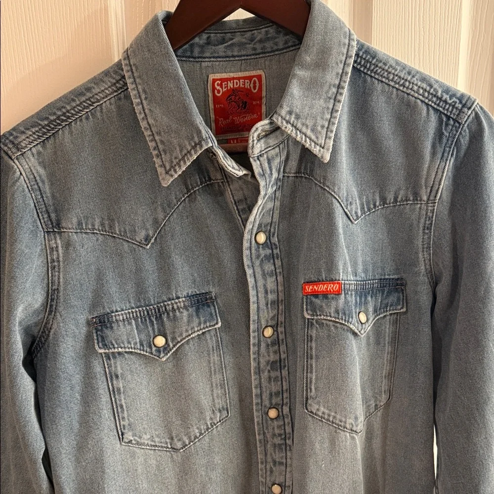 Sendero Light Blue Denim Western Shirt - Picture 4 of 4